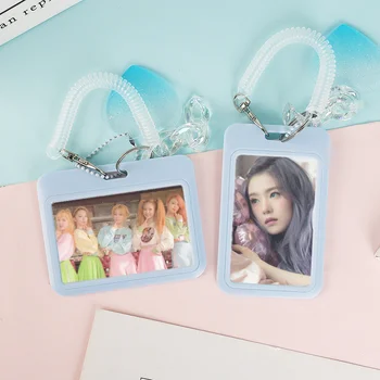 Kawaii Iny Idol Karty Kpop Photocard Držiteľ DIY Crystal Love Keychain Úverové ID Kartou Autobus Karty Ochranné puzdro Prívesok 3 Palca