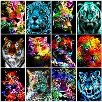 Diamond Maľovanie Lev Zvieratá 5D DIY Výšivky Leoparda, Tigra Nový Príchod Mozaiky Samolepky na Stenu Domova