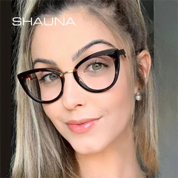 SHAUNA Retro Cat Eye TR90 Ženy Optické Okuliare Rám Móda Jar Záves Mužov Anti Modré Svetlo Okuliare Jelly Okuliare, Rám