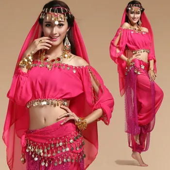 6 Farieb Fáze Výkonu Orientálny Brušný Tanec Oblečenie Bellydance Kostým Fáze & Tanečné oblečenie pre Ženy Bollywood Dancewear