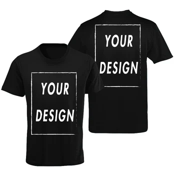 Vlastné Tričko Predné Zadné Tlačte Profesionálne Vlastné Logo, Text, Foto Mužské Osobné Premium Darčeky T-shirt EÚ Veľkosť 100% Bavlna