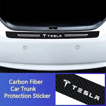 Carbon Fiber Auto Zadný Nárazník Zaťaženie Okraj Chrániča Nálepky Auto Prah Dverí Kotúča, Pre Tesla Model 3 Model X Model S Model Y