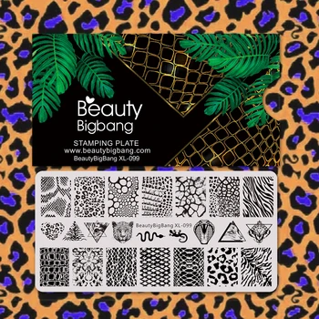 Krásy bigbang Lisovanie Plechov Leopard, Had, Zvieracie Kože Vzor Šablóny Nail Art Príslušenstvo Vzorkovníka Formy XL-099