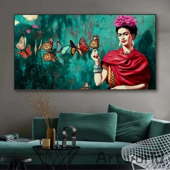 Motýľ a Ženy, Etnické Umenie Obrázok Maľby Nástenné Art Obraz na Plátne Maľovanie Plagátu pre Obývacia Izba Domáce Dekorácie