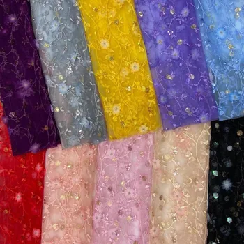 Nové Oka Módne Flitrami 3D Výšivky, Čipky Textílie na Svadby Večerné Šaty Party Šaty, Sukne Dizajnér Textílie, ktoré Lodenice