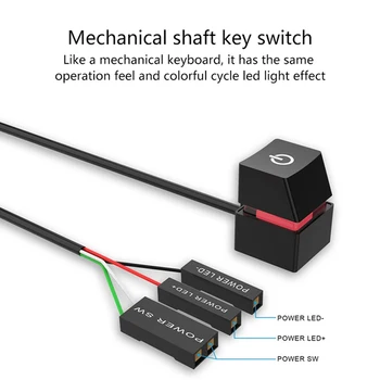 2m Farebné LED Svetlá Počítač Desktop Switch PC Doska Externý Štart Zapnutie/Vypnutie Tlačidlo Predlžovací Kábel pre Domáce Kancelárie