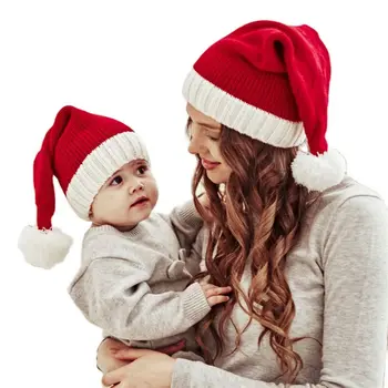 Zimné dámske ležérne dlhé chvosty pletené klobúk Teplú čiapočku čiapky na Vianoce Rodič-dieťa, Dieťa deti zimná čiapka Dary