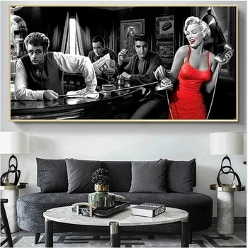 James Dean Marilyn Monroe Elvis Presley maľované plátna plagáty a tlačené steny umenia pre obývacia izba dekor estetické izba dekor