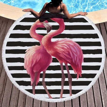 Plážový Uterák S Strapec Kvetinový Flamingo Darček Sprcha Vaňa Uteráky Pre Dospelých 500g Mikrovlákna 150 cm Piknik Yoga Mat Asfaltový Koberec