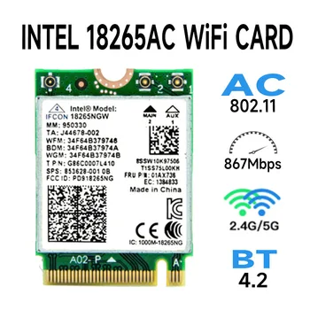 802.11 ac Bezdrôtové siete Wlan Mini Wi-Fi Karta Intel Tri-Band Wireless AC 18265 867Mbps WiFi + Bluetooth 4.2 Sieťový Adaptér 18265