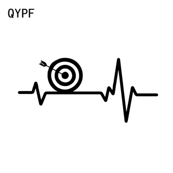 QYPF 15.7*7.3 CM Srdce Biť Line LUKOSTREĽBE Luk Cieľový Terč Dekor Auto Modelovanie Nálepky Vinyl Príslušenstvo Nárazníka Okno C16-1650