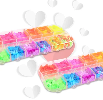 Nový 12 mriežky fluorescenčné farby big love nechtov flitrami DIY box nechtov príslušenstvo
