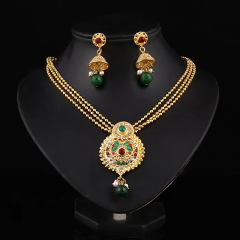 Static Indian Svadobné Šperky Sady Zlatá Farba Plný Crystal Multi-layer Náhrdelníky Náušnice Milovníkov Šperky Set
