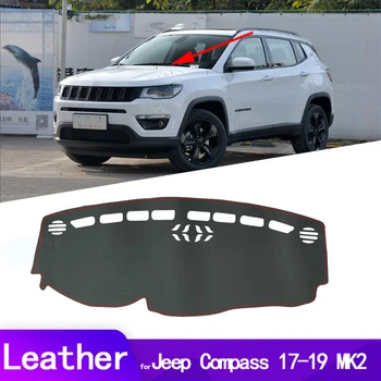 PU Kožené Dashmat Panel Kryt Mat Koberec Automobilu-Styling príslušenstvo pre Jeep Compass 2017-2019 MK2 2nd Gen
