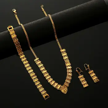 Dubaj Nigérijský Svadobné Afriky Svadobné Svadobné Etiópskej Fashon Zlatá Farba Súpravy Šperkov