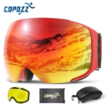 COPOZZ Magnetické Lyžiarske Okuliare s Rýchlo Zmeniť Objektív a v Prípade Nastavte 100% UV400 Ochrana, Anti-fog Snowboard Okuliare pre Mužov a Ženy