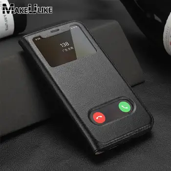 Originálne Kožené puzdro Pre Iphone X XS Prípade Magnetické Ochranný Kryt Okna Coque Pre Iphone X Flip Case