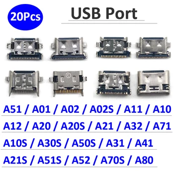 20Pcs，USB Konektor Nabíjačky Portu Pre Samsung A01 A02 A02S A10 A11 A10S A12 A20 A20S A21 A21S A30S A50S A31 A32 A51S A52 A70S A80