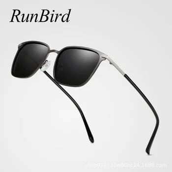 RunBird Polarizované slnečné Okuliare Retro Muži Ženy Jazdy Štvorcový Rám Retro Slnečné Okuliare Muž Okuliare UV400 Gafas De Sol 5364R